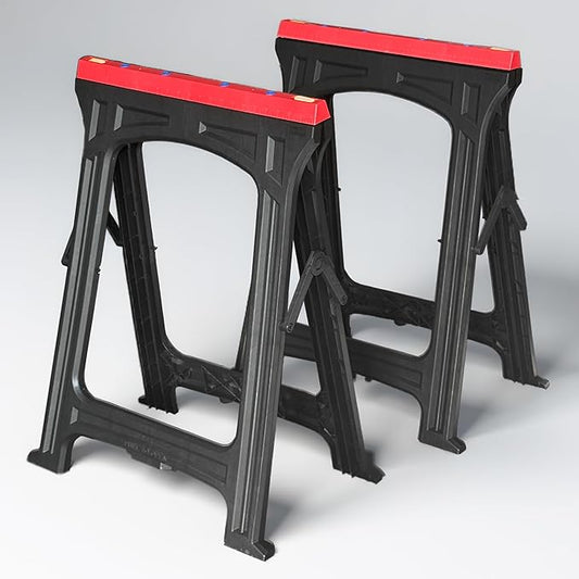 ZYJOYY Saw Horses 2 Pack Folding- 700LBS/Pair Capacity Heavy Duty Sawhorses, Weather-Resistant PP Folding Sawhorse Pack of 2, Portable Workhorse for Woodworking & DIY Projects