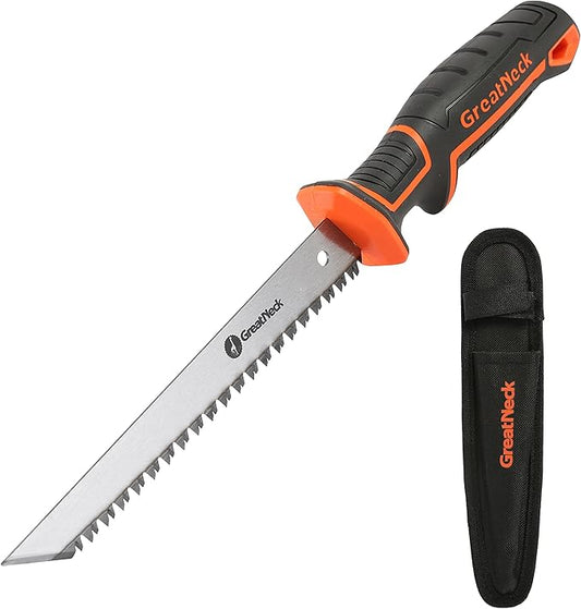 GreatNeck 74028 Single Edge Jab Saw and Sheath, Drywall Saw Tool, Sheetrock Saw, Includes Drywall Saw Cover, Ergonomic Handle