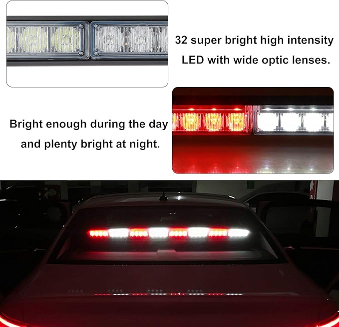 ASPL 36" 32LED Traffic Advisor Light Bar Warning Emergency Strobe Light Bar Directional Flashing Emergency Caution Lighting Led Safety Lights with 16 ft Straight Cord (Red/White)