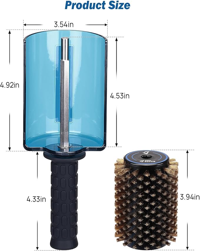 JOYTUTUS Ski Roto Brush Kit with Quick-Change Axle - 100mm Wide 3-Pack Professional Brushes (Brass, Horse Hair, Nylon) for Ski & Snowboard Waxing