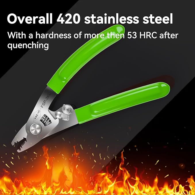 VAE쨌YI 2024 New Fiber Stripper with Kevlar Scissors function, Fiber Stripper, Cable Stripper,Stainless Steel, Fiber Optic Tools,Fiber Stripping Tool(FSP-3KL)