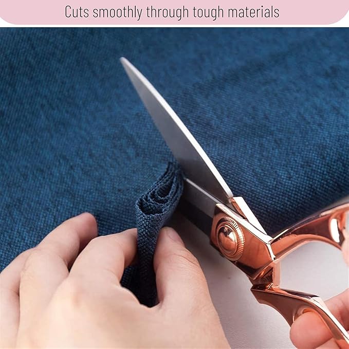 Heavy Duty Tailor Shears Set, Dressmaking Scissors Fabric Scissors Stainless Steel Sharp Shears & Soft-Grip Handle for Cutting Fabric, Clothes, Leather, Denim, Altering, Sewing (Rose Gold)
