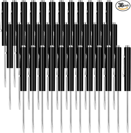 36 Pieces Pocket Screwdriver Mini Tops and Pocket Clips Magnetic Slotted Small Screw Driver with a Single Blade Head for Mechanical, Electrician(Black)