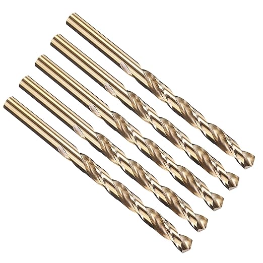 PATIKIL 17/64" Drill Bit, Jobber Straight Shank M35 Cobalt 5% High-Speed Steel 135째 Gold Finish for Stainless Steel Hard Metal - 5 Pack