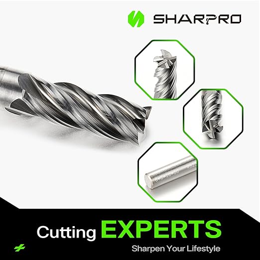 SHARPRO 6mm Shank End Mill 6mm Cutting Dia. 4 Flutes AlCrN Coated Carbide Square CNC End Mills, Apply for Alloy Steel, Stainless Steel, and Various Cast Iron