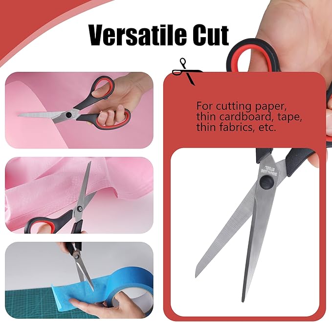 Lichamp 8.5??Scissors, 12-Pack Multipurpose Sharp Scissor, Comfort Grip Handles Household for Office, School, Home and Arts