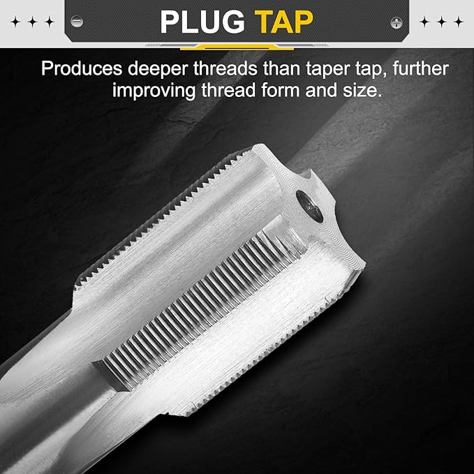 uxcell Hand Plug Tap M18 x 0.75 H2 Metric Thread Plug Style Taps Straight Flute Screw Tapping Threading Tool High Speed Steel HSS6542