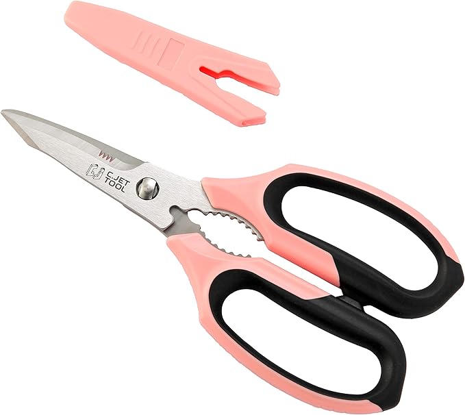 8" Heavy Duty Scissors, Utility Scissors All Purpose for Cardboard, Plastic, Carpet, Rope, Leather. Sharp Stainless Steel Blades, Non?멣lip Handle, Kitchen Shears for Food, Meat & Poultry