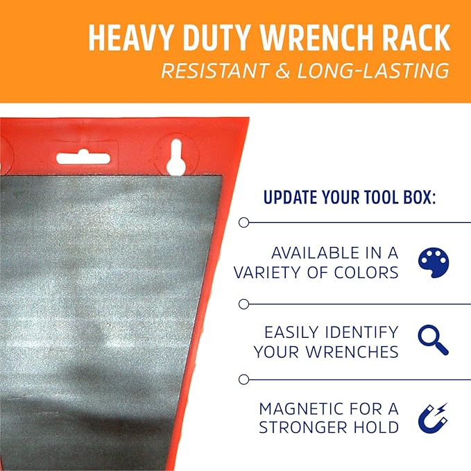 Protoco 4011 Reverse Wrench Rack, 15 Piece, Magnetic, Tool Organizer for Tool Box, Tool Cart or Wall Mounted, Black