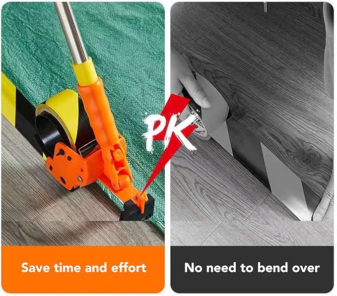 YUEHISY Floor Tape Applicator, Manual Push Tape Marking Machine with Roller, Floor Film Dispenser, for PVC PE EVA Films Installation Marking