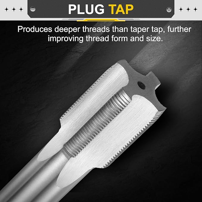 uxcell Hand Plug Tap M27 x 1.25 H2 Metric Thread Plug Style Taps Straight Flute Screw Tapping Threading Tool High Speed Steel HSS6542