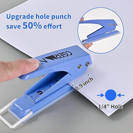 Single Hole Puncher, 3 Pack 竊?/4" Hole, 50% Labor Savings, Heavy Duty Metal Punch, 15 Sheet Capacity, for ID Cards, Chipboard, Art Project, Crafts Easy Punching
