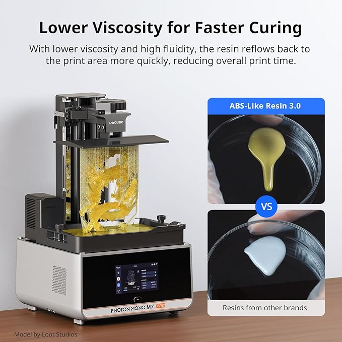 ANYCUBIC ABS-Like Resin 3.0, Upgraded 14K 3D Printer Resin with Enhanced Strength and Toughness, High Precision, Low Odor, Wide Compatibility for All LCD Resin 3D Printers (Clear Yellow, 1kg)