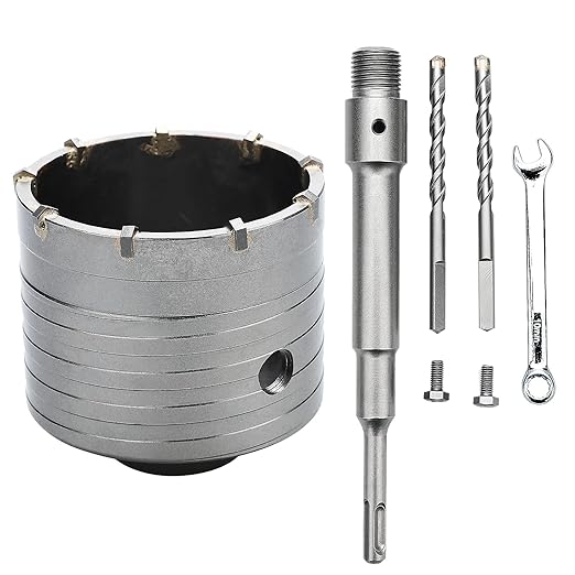 3-1/4 inch / 82mm Concrete Hole Saw with SDS Plus Shank Connecting Rod, 6.3mm Tungsten Carbide Tip for Concrete, Cement, Brick Wall