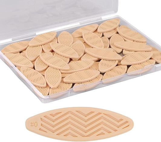 50 Pack PVC Plastic Biscuit Joiner Tool #0, Wood Color Joiner Biscuits for Connecting PVC Decorative Panels, Woodworking, Biscuit Connector for Furniture Frames, Door Frames, Countertop Joiner