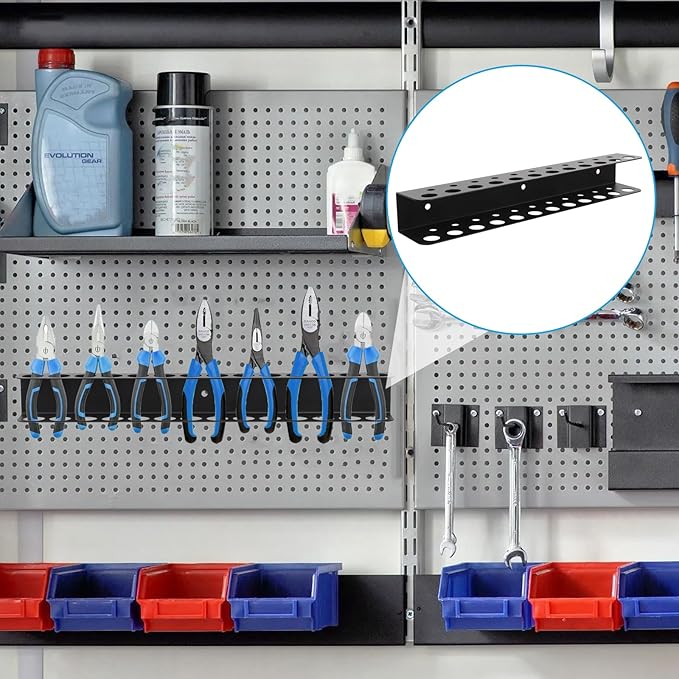 Screwdriver Organizer, Carbon Steel Screwdriver Holder, Garage Tool Organizer Wall Mount for Pliers, Wrenches & Nut Driver, Utility Storage Rack for Workspace, Workshop, Shed (15.7?섃셂/14 Holes)