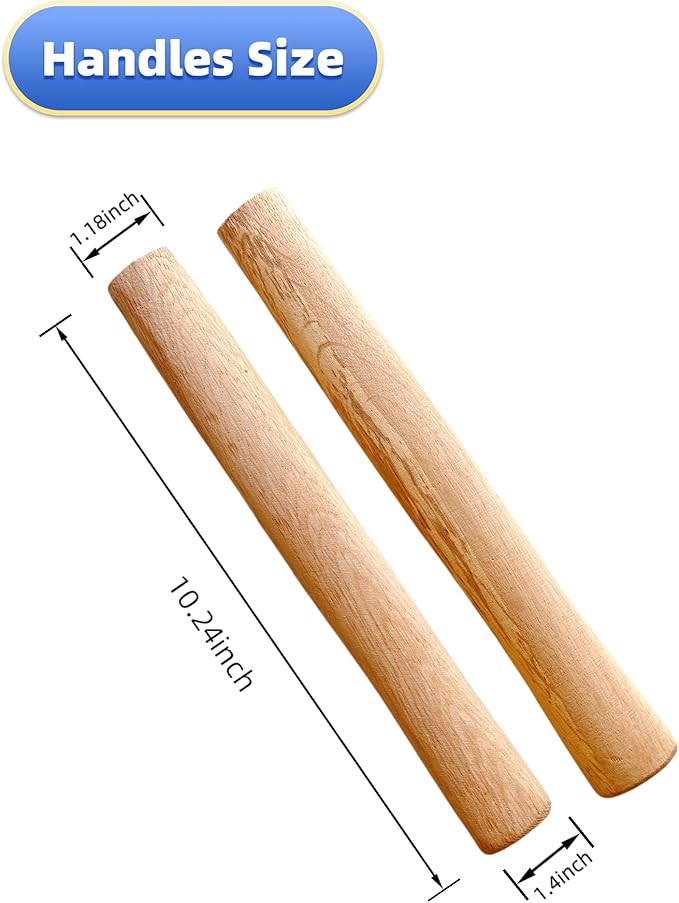 2lb DIY Mini Sledge Hammer with Steel Head, 2 Wooden Handles, 2 Style Wedges,Small Sledge Hammer for Demolition, Stake Driving, Cracking Stone and Concrete