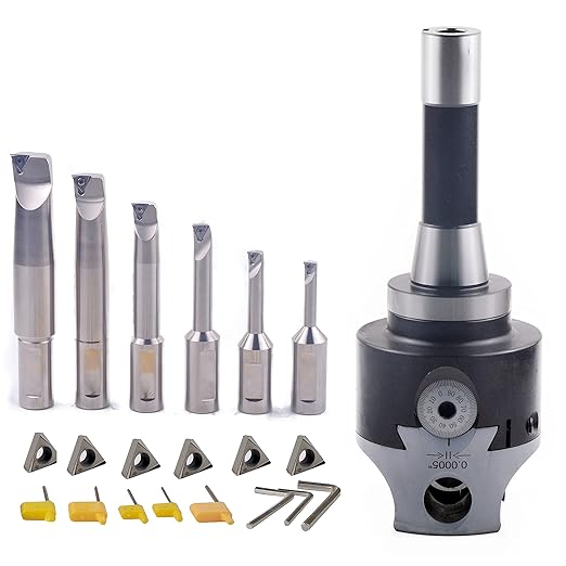 R8 Boring Head 3 Inch and 3/4 Shank Boring Bar 6pcs Set (Inserts Included) 3/4" - 4"