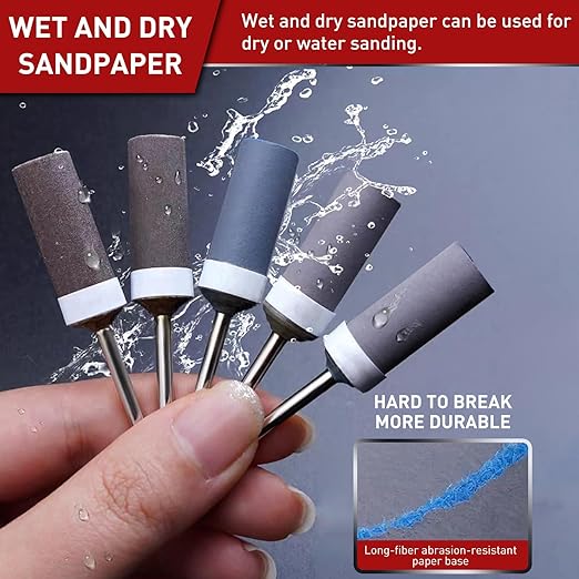 180 Grit 40 Pcs Sanding Drums for Dremel Rotary Tools Accessories, Sanding Bits Kit for Dremel Sanding Bands with 1/8 inch Shank, Sandpaper Sticks Set for Plastic Wood Metal Grinding Polishing