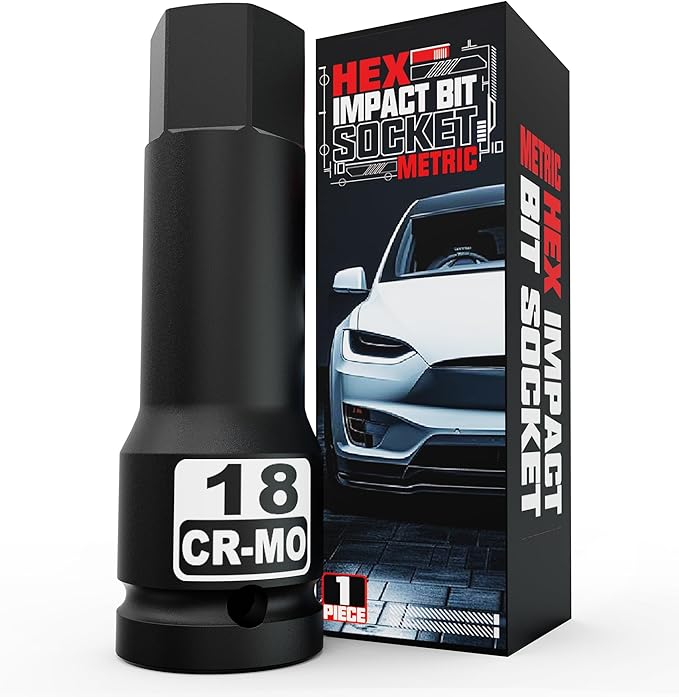 1/2" Drive 18 mm Hex Impact Bit Socket, H18 Allen Bit Socket, Metric, Cr-Mo Steel, Automotive Repair Industrial Maintenance and DIY Enthusiasts Alike