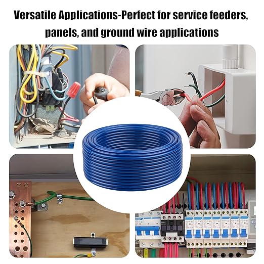 14 AWG THHN Stranded Bare Copper Wire 100FT Grounding Wire, Electrical Wire, 600V Rated Building Wire, Ideal for Panel Wiring, Grounding, Lighting Circuits, Control Systems