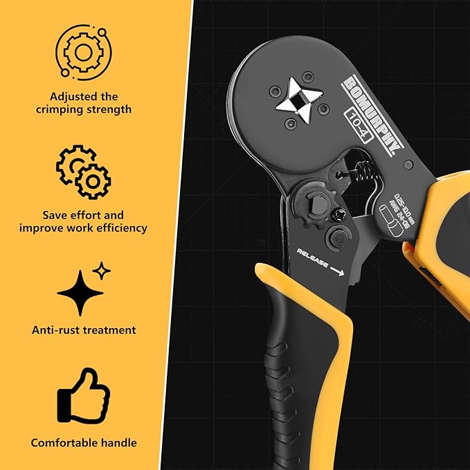 Ferrule Crimping Tool Kit with Wire Connectors, AWG24-8 Sawtooth Self-Adjustable Ratchet Wire Terminals Crimper Kit (Crimping Tool Set - 18 Types)