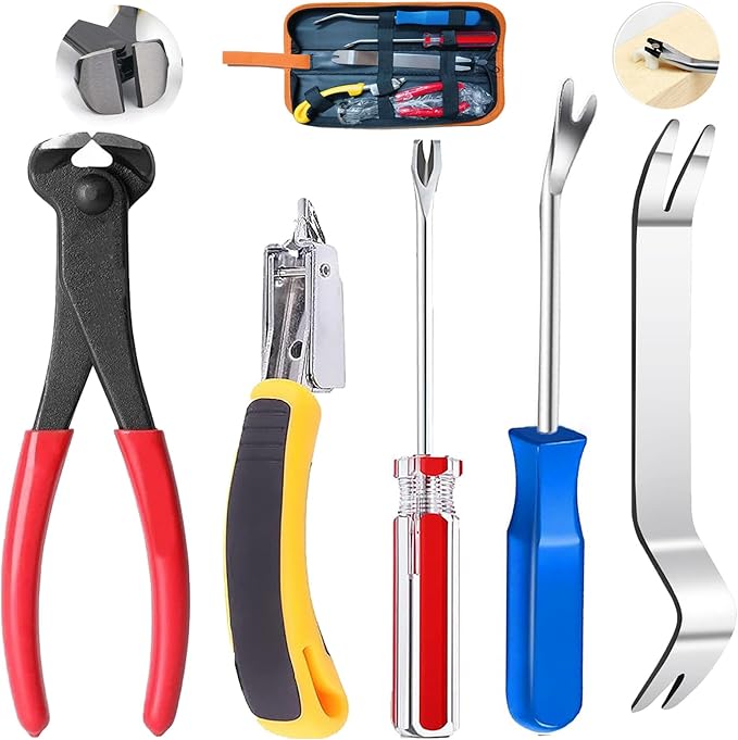 5pcs Upholstery Staple Remover Tool with Nail Puller Pliers Tack Puller Staple Puller, Nail Remover Tool for Furniture Floor Carpet Wall Wooden Case Photo Frame竊똝ipper Package.
