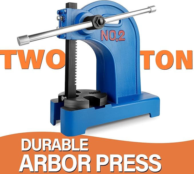 2 Ton Arbor Press Manual Heavy Duty Arbor Press Machine,8.5" Work Height,Manual Arbor Press Cast Iron Desktop Punch Press,for Punching,Bending,Stretching (Blue, 2T)
