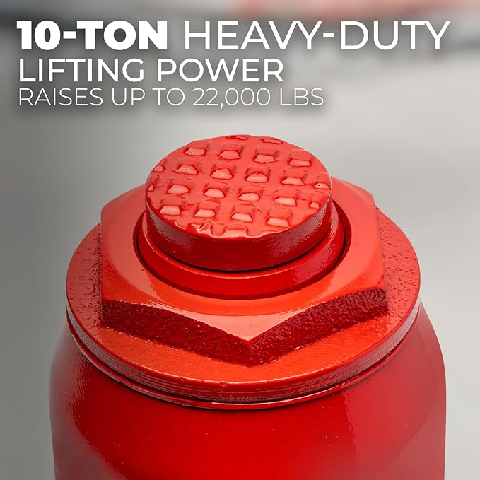 XtremepowerUS 10 Ton (20,000 Lbs) Hydraulic Car Bottle Jack for Auto Repair Low Profile Bottle, Red