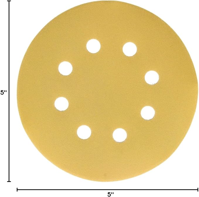 Dura-Gold Premium 600 Grit 5" Sandpaper Discs, 8 Hole Pattern Dustless, 50 Discs - Hook & Loop Backing for Orbital DA Sander, Detailing Finishing Color Sanding Automotive Paint Woodworking