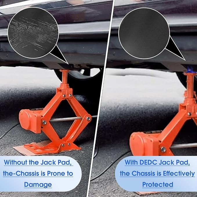 DEDC Universal Aluminum Grooved Magnetic Jack Pad Blue 1 Pc, Jacking Puck Pinch Weld Frame Rail Adapter, Jack Accessories for Mechanics
