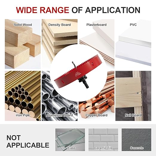 7-7/8" (200mm) Bi-Metal M42 High Speed Steel Hole Saw with Pilot Drill Bit, Smooth Cutting Edge for PVC, Drywall, Wood, Plastic, Gypsum Board, Rubber, Thin Metal