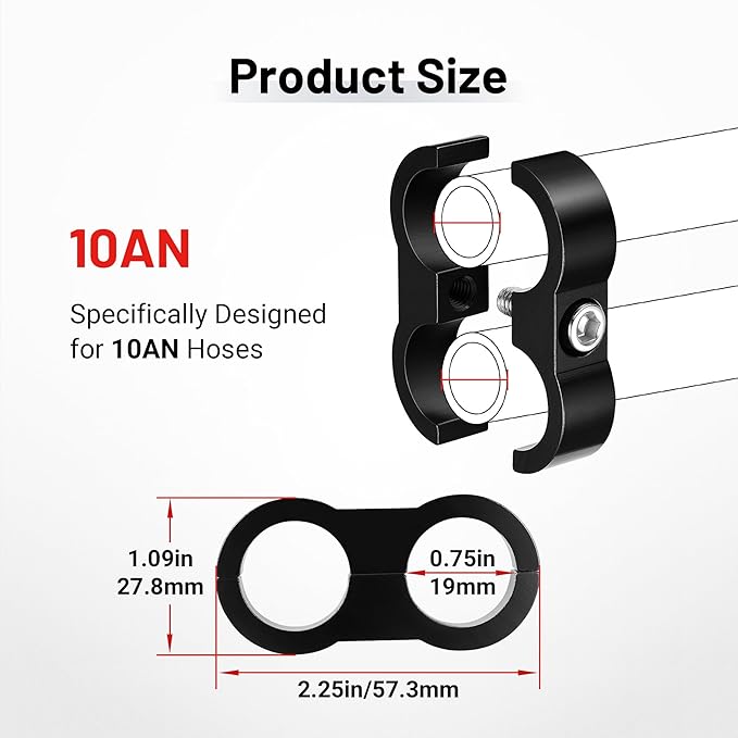 EVIL ENERGY Hose Separator Clamp,Fuel Line Mounting Clamp Aluminum Black (8, AN10)