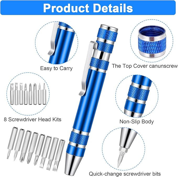 20 Pcs Pen Screwdriver Gifts Multitool Handy Tool 8 In 1 Magnetic Pocket Screwdriver Precision Function for Mini Gadgets
