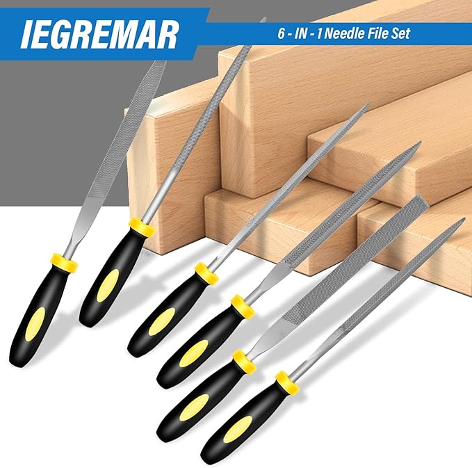 6pcs Metal Needle File Set, Mini Hand Metal Needle File Sets, 3rd Generation Hardened Alloy Strength Steel Set, Includes Flat Warding, Round, Flat, Triangular, Square and Half - Round Files