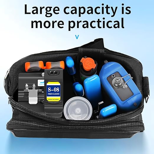 Fiber Optic Terminal kit 10-in-1 FTTH Tool kit Equipped with S-08 Optical Fiber Cleaver and Rechargeable Optical Power Meter A-C710A (-70~+10dBm) Well as Stripper Fibre Tool kit