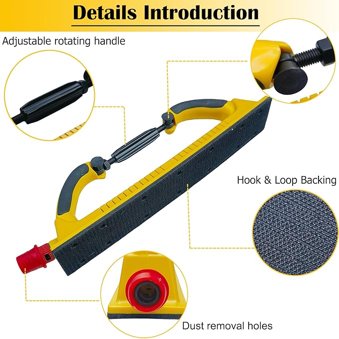 Toromp 2-3/4" x 15-3/4" Dust Free Longboard Hand Sanding File Block Adjustable Radius Flex with Hook & Loop Backing, Hand Sander Dust Extraction Sanding Block for Automotive, Woodworking - 1 Pack