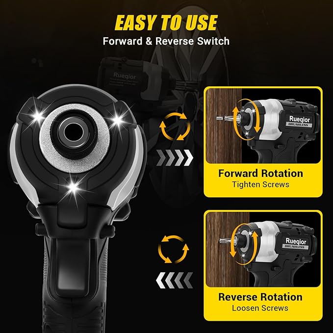 Cordless Impact Driver 1/4 inch for DeWalt 20v Battery, Brushless Driver 220Ft-lbs(300N.m), 3-Speed Lightweight Power Impact Drivers with LED Light(Tool Only)