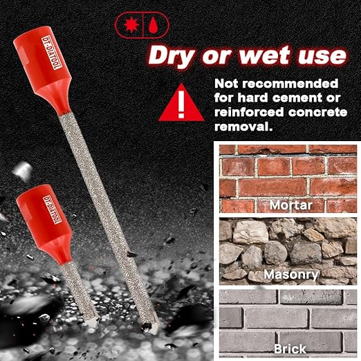 DT-DIATOOL Diamond Mortar Raking Bit - Tuck Pointing Bit with Carbide Tipped for Granite Marble Concrete Masonry Stone Removals Vacuum Brazed Bit 5/8-11 Thread(8 * 42mm)*2