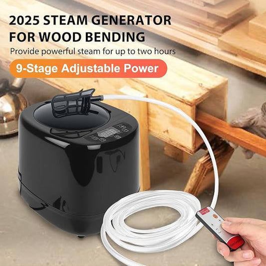 Wood Bending Steam Generator ??000W Electric Wood Steamer Kit with 9-Stage Power, 10m Remote, Triple Safety, 3L Steam Box for Wood Projects & Curved Designs -Steam Box Plan/Accessories