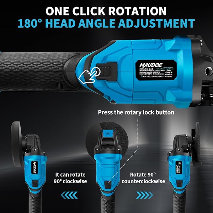 5" Cordless Angle Grinder Kit, 21V Brushless Power Grinders Tool with 2 x 4.0Ah Battery, 125MM, 10000 RPM Electric Metal Cut Off Tool with 8 Cutting Disc for DIY, Cutting, Grinding, Polishing