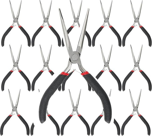 15 PCS 6 Inch Extra Long Needle Nose Pliers, Mini Precision Jewelry Pliers with Comfort Grip, Needle Nose Pliers for Jewelry Making, Repair, Crafts