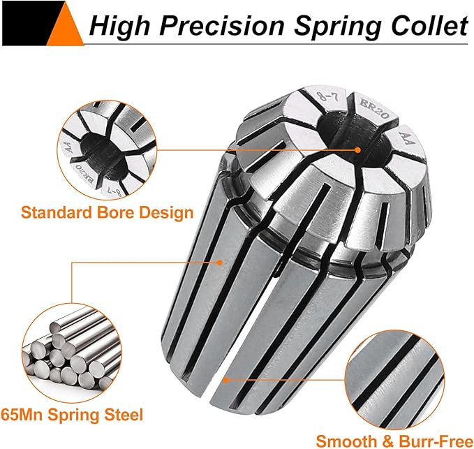 HARFINGTON Spring Collet Chuck ER20 8mm 65Mn Spring Steel Precision Router Collets for CNC Engraving Milling Lathe Tool