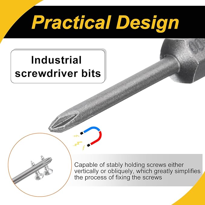 5 Pcs Magnetic Phillips Screwdriver Bit PH00 1/4" Hex Shank 50mm Long 2.5mm Rod