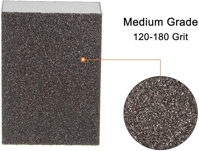 HARFINGTON 10pcs Medium Grit Sanding Sponge Blocks 120-180 Grit Foam Sanding Block for Polishing Kitchen Metal Wood Drywall, 100x70x25mm