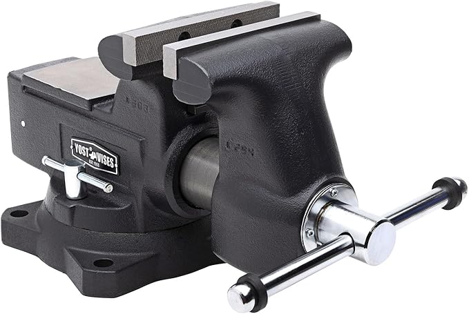Yost HD650-C Heavy Duty 6-1/2 Inch Mechanics Work Bench Vise | Heavy Duty Woodworking & Metal Work Table with Secure Grip Swivel Base | 60,000 PSI Casting Iron Material with Extra-large Anvil Surface