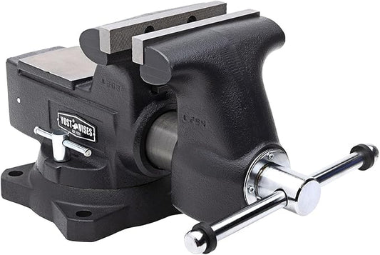 Yost HD650-C Heavy Duty 6-1/2 Inch Mechanics Work Bench Vise | Heavy Duty Woodworking & Metal Work Table with Secure Grip Swivel Base | 60,000 PSI Casting Iron Material with Extra-large Anvil Surface