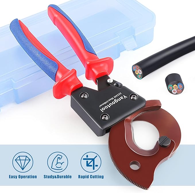 Yangoutool Ratchet Cable Cutter Heavy Duty for Copper and Aluminum Cables, 240mm짼 Capacity, Sharp Polished Edges, Ideal for Cutting Large Armored Electrical Wires, Perfect for Electricians