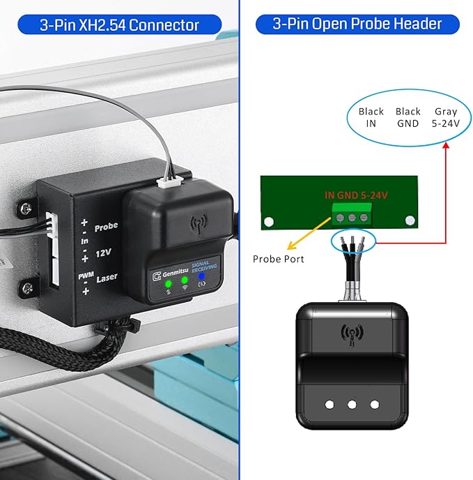 Genmitsu Wireless Z-Axis Probe Tool Setter for CNC Router Machine, Tool Setting Touch Probe with 3-Pin Cable DC 5??4V, 0.02mm Accuracy, GRBL & Mach3 & Genmitsu APP Compatible