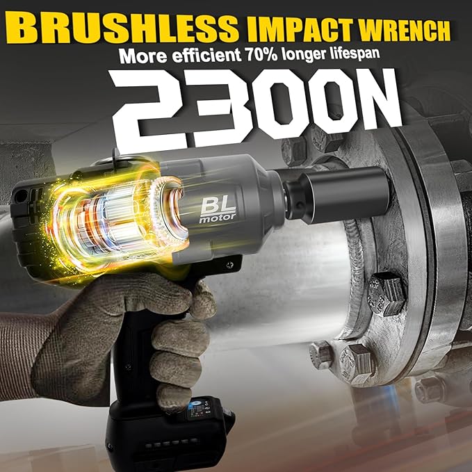 Cordless Impact Wrench 1/2" for Dewalt 20V Battery, Impact Wrench 1700FT-LBS(2300N.m) High Torque Brushless Electric Impact, with 4 Modes Power Impact Driver for Car, Truck, Mower (No Battery)